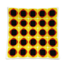 Load image into Gallery viewer, Dancing Squares Fused Glass Plate - Black, Red, White & Yellow