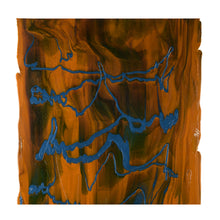 Load image into Gallery viewer, Large Sheet Glass - 51124A Burnt Orange Opal with Steel Blue Opal Drizzle* - Glascadia