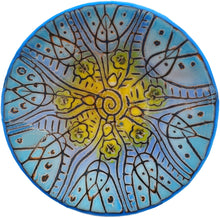 Load image into Gallery viewer, Decorative Batiky Fused Glass Bowl - Yellow & Blue Combo