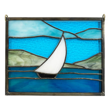 Load image into Gallery viewer, Small Sailboat - Stained Glass Panel 8" x 10"