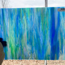 Load image into Gallery viewer, Stained Glass - W196L - Dark Blue, Purple, Green, White Wispy Opal