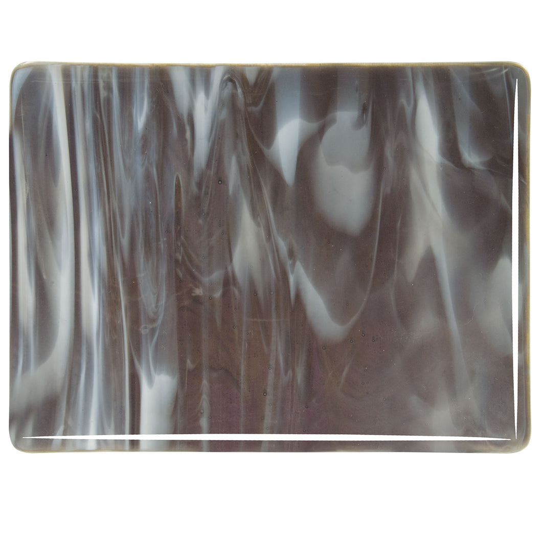 Sheet Glass - 2129 Charcoal Gray Transparent, White Opal - Streaky