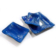 Load image into Gallery viewer, Iridescent Blue Fused Glass Dish Set
