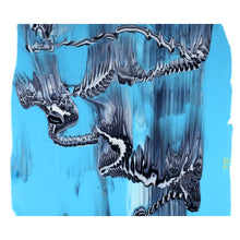 Load image into Gallery viewer, Large Sheet Glass - 51110A Light Cyan, White, Black Graffiti - Glascadia
