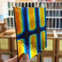 Load image into Gallery viewer, Rainbow 1" Stripes on Black Dichroic- 4 inch Square
