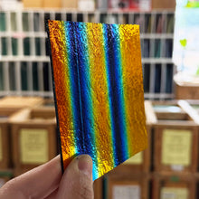 Load image into Gallery viewer, Rainbow 1" Stripes on Black Dichroic- 4 inch Square
