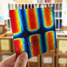 Load image into Gallery viewer, Rainbow 1" Stripes on Black Dichroic- 4 inch Square
