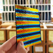 Load image into Gallery viewer, Rainbow 3/4" Stripes on Black Dichroic- 4 inch Square
