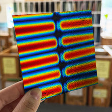 Load image into Gallery viewer, Rainbow 3/4" Stripes on Black Dichroic- 4 inch Square
