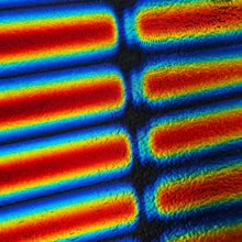 Load image into Gallery viewer, Rainbow 3/4" Stripes on Black Dichroic- 4 inch Square
