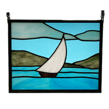Load image into Gallery viewer, Small Sailboat - Stained Glass Panel 8" x 10"
