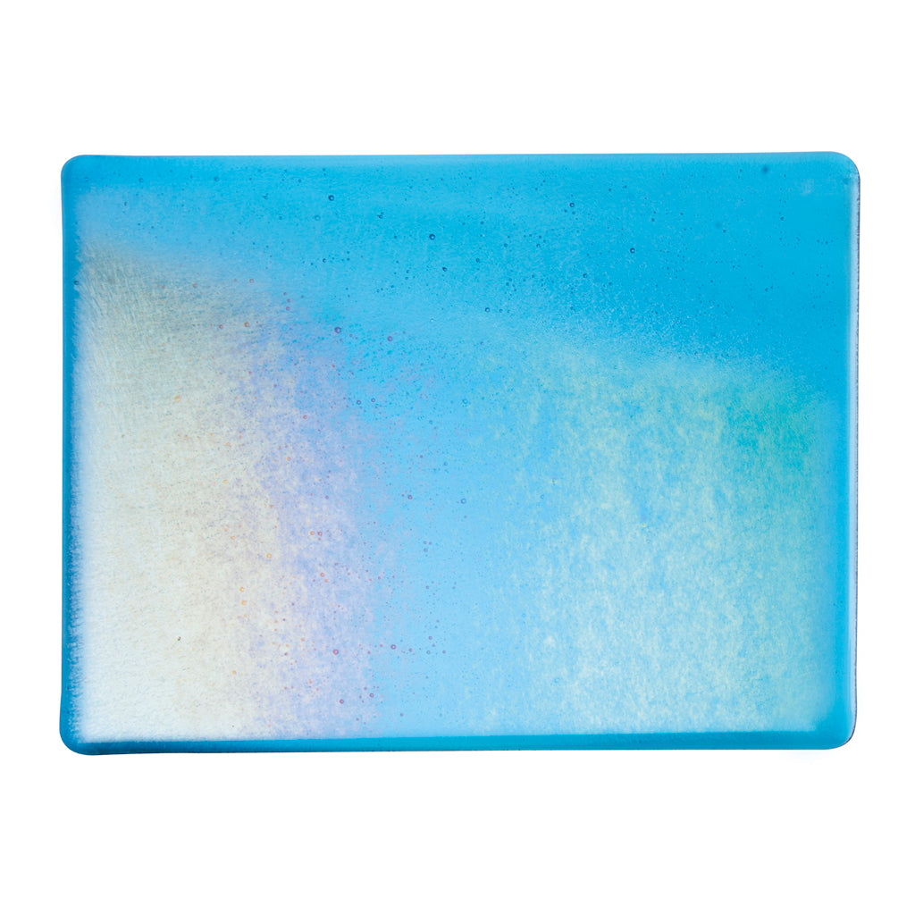 Large Sheet Glass - Turquoise Blue Iridescent Rainbow - Transparent