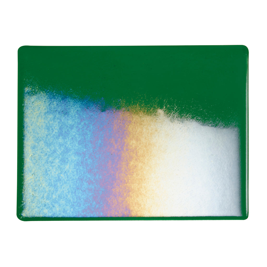 Large Sheet Glass - 1145 Kelly Green Iridescent Rainbow - Transparent