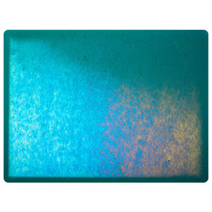 Large Sheet Glass - Peacock Blue Iridescent Rainbow - Transparent