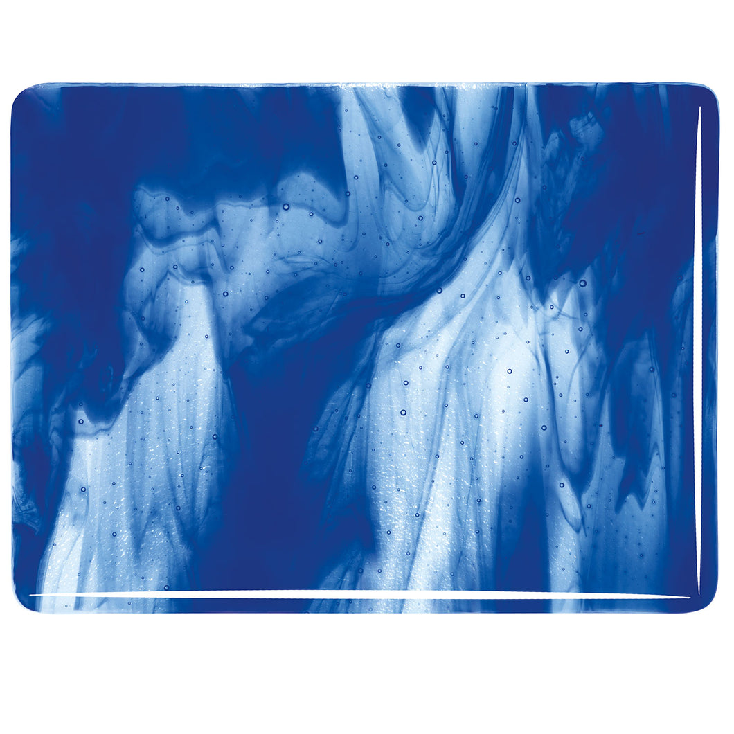 Large Sheet Glass - Clear, Deep Cobalt Blue - Streaky