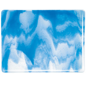 Large Sheet Glass - 2064 Clear, Egyptian Blue - Streaky