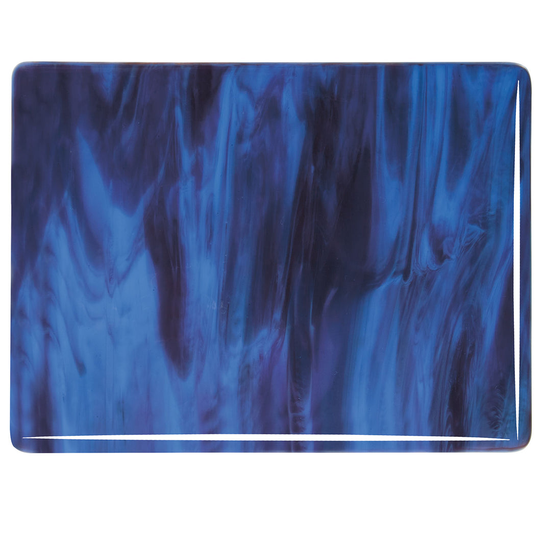 Large Sheet Glass - 2105 Blue Opal, Plum - Streaky