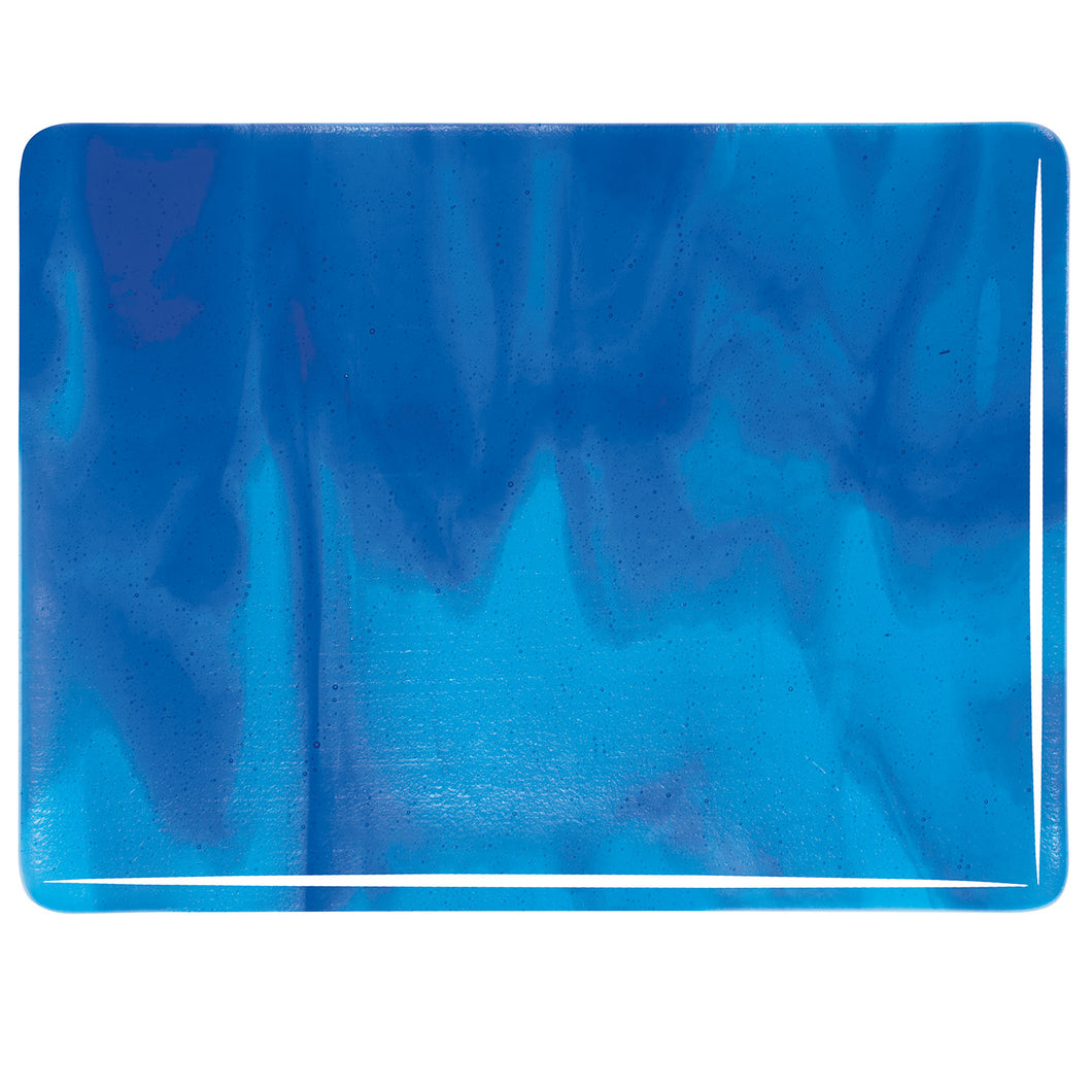 Large Sheet Glass - 2116 Turquoise Blue, Deep Royal Blue - Streaky