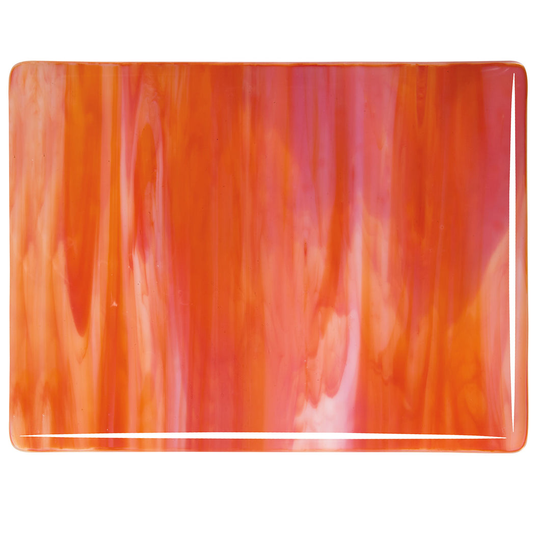 Large Sheet Glass - Red Opal, White - Streaky