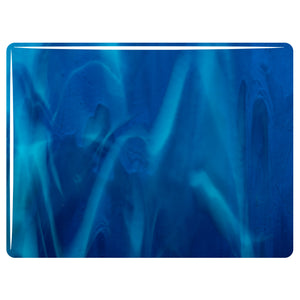 Large Sheet Glass - 2146 Copper Blue, White - Streaky