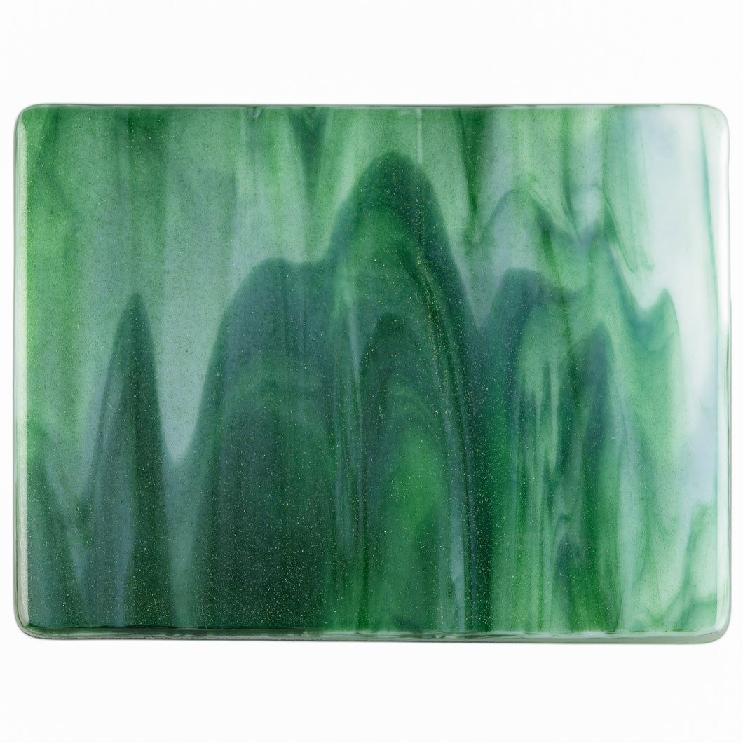 Sheet Glass - 2312 Aventurine Green, White Opal - Streaky