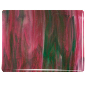 Large Sheet Glass - Cranberry Pink, Emerald Green, White - Streaky