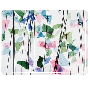 Large Sheet Glass - 4110 Spring: Blue, Green, Aqua, Pink on Clear - Fracture-Streamer