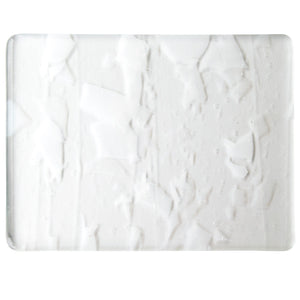 Large Sheet Glass - 4113 Winter: White (with Clear Streamers) on Clear - Fracture-Streamer