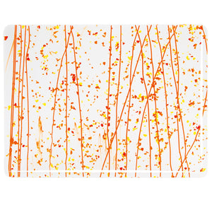 Large Sheet Glass - 4211 Red, Orange, Yellow Frit, Orange Streamers on Clear - Mardi Gras