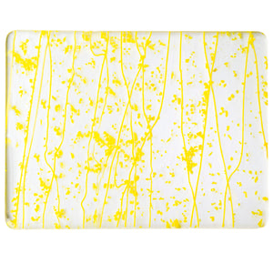 Large Sheet Glass - 4220 Canary, Sunflower Yellow Frit, Sunflower Yellow Streamers on Clear - Mardi Gras
