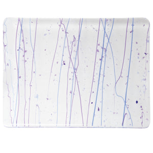 Sheet Glass - 4242 Neo-Lavender, Purple Frit, Cobalt Blue and Purple Streamers on Clear - Mardi Gras