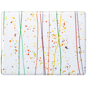 Sheet Glass - 4247 Rainbow Frit and Streamers on Clear - Mardi Gras