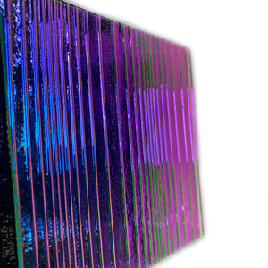 Green Magenta Blue on Clear Accordion Dichroic- 4 inch Square